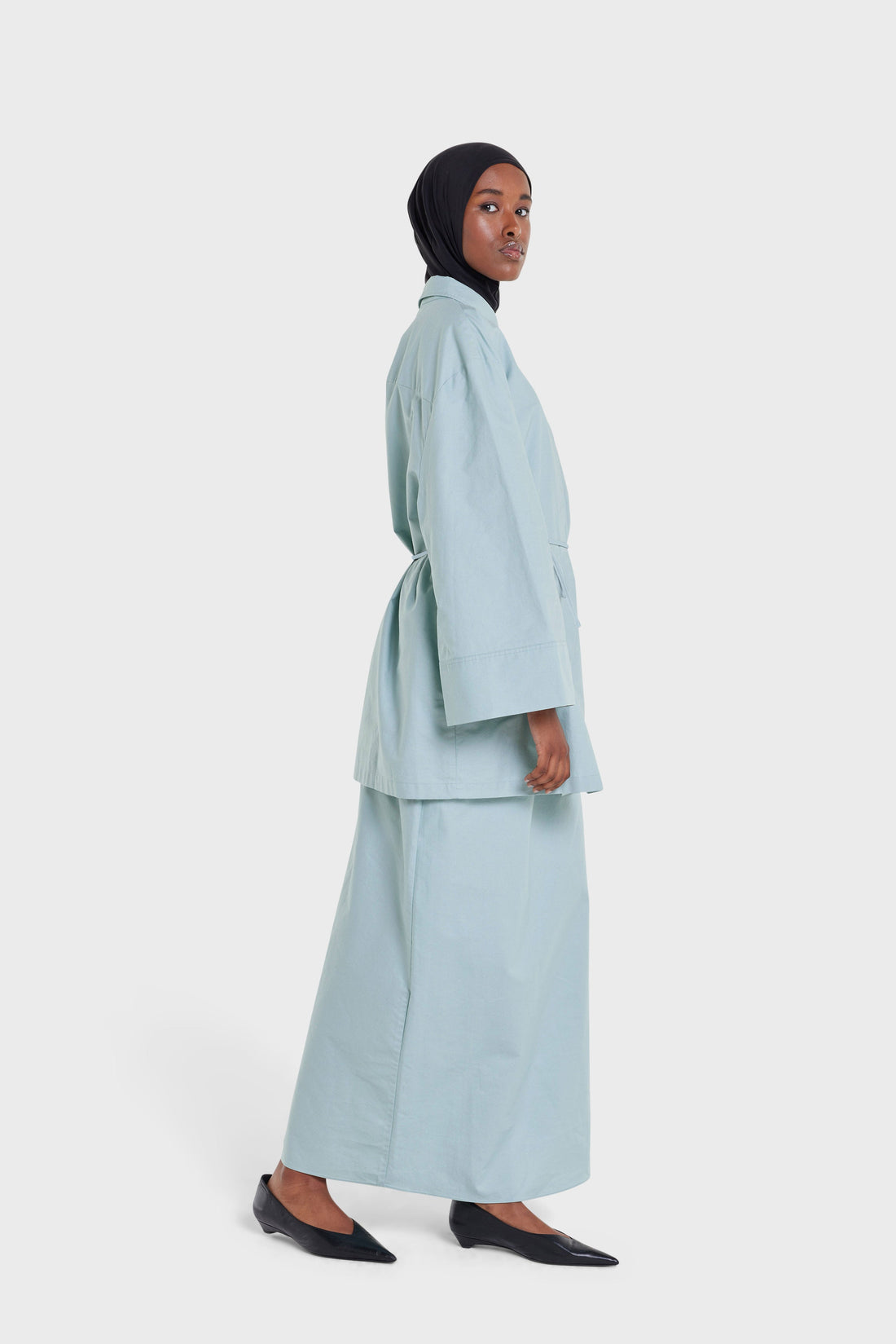 Tissé Coton Jupe | Misty Blue